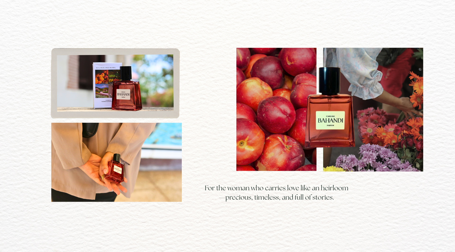 Bahandi by Cadeline — A fruity, romantic fragrance made in Cebu, blending sweet tropical notes and classic elegance for women who radiate joy and sophistication.